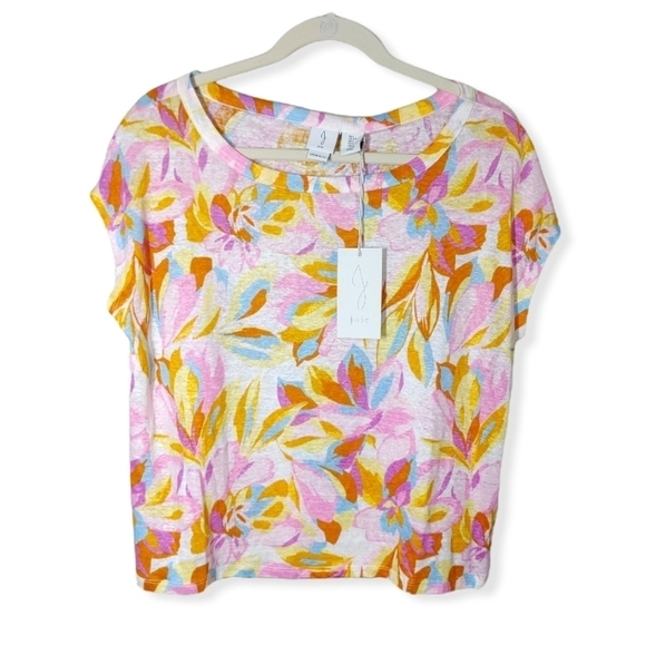 Joie Tops - Joie Floral 100% Linen Short Sleeve Top Size Small